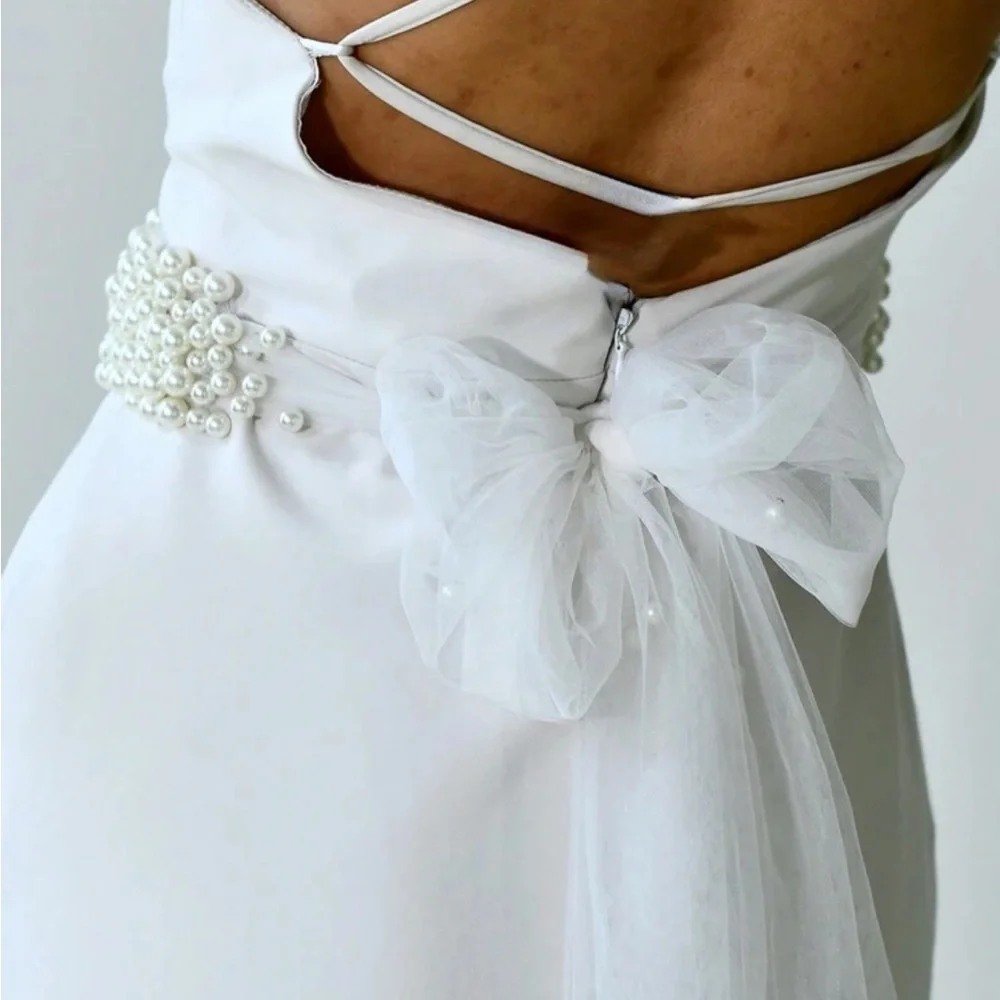 Cluster Pearl bead‎ thick belt dress accent
